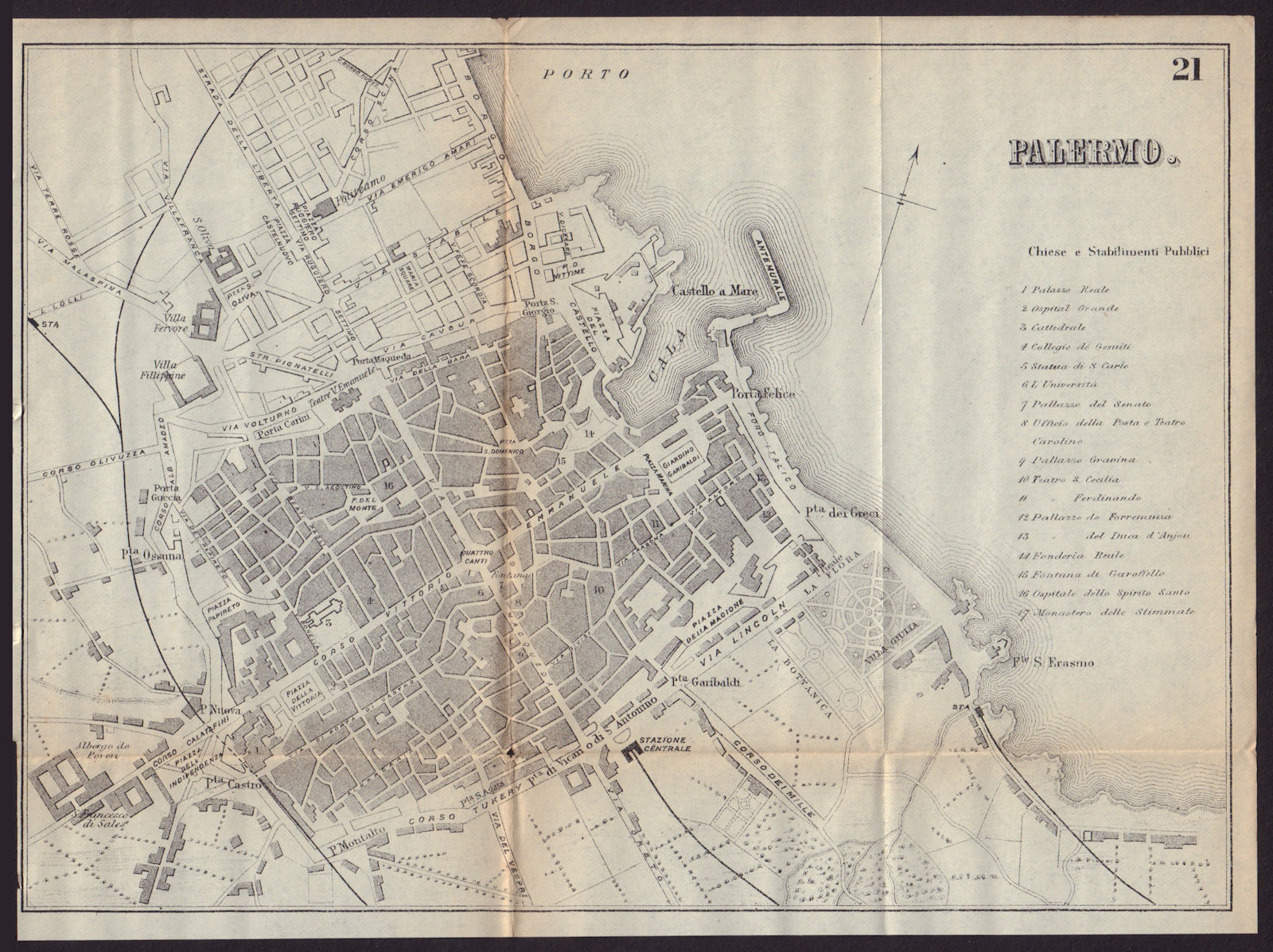 Associate Product PALERMO antique town plan city map. Italy. BRADSHAW 1893 old chart