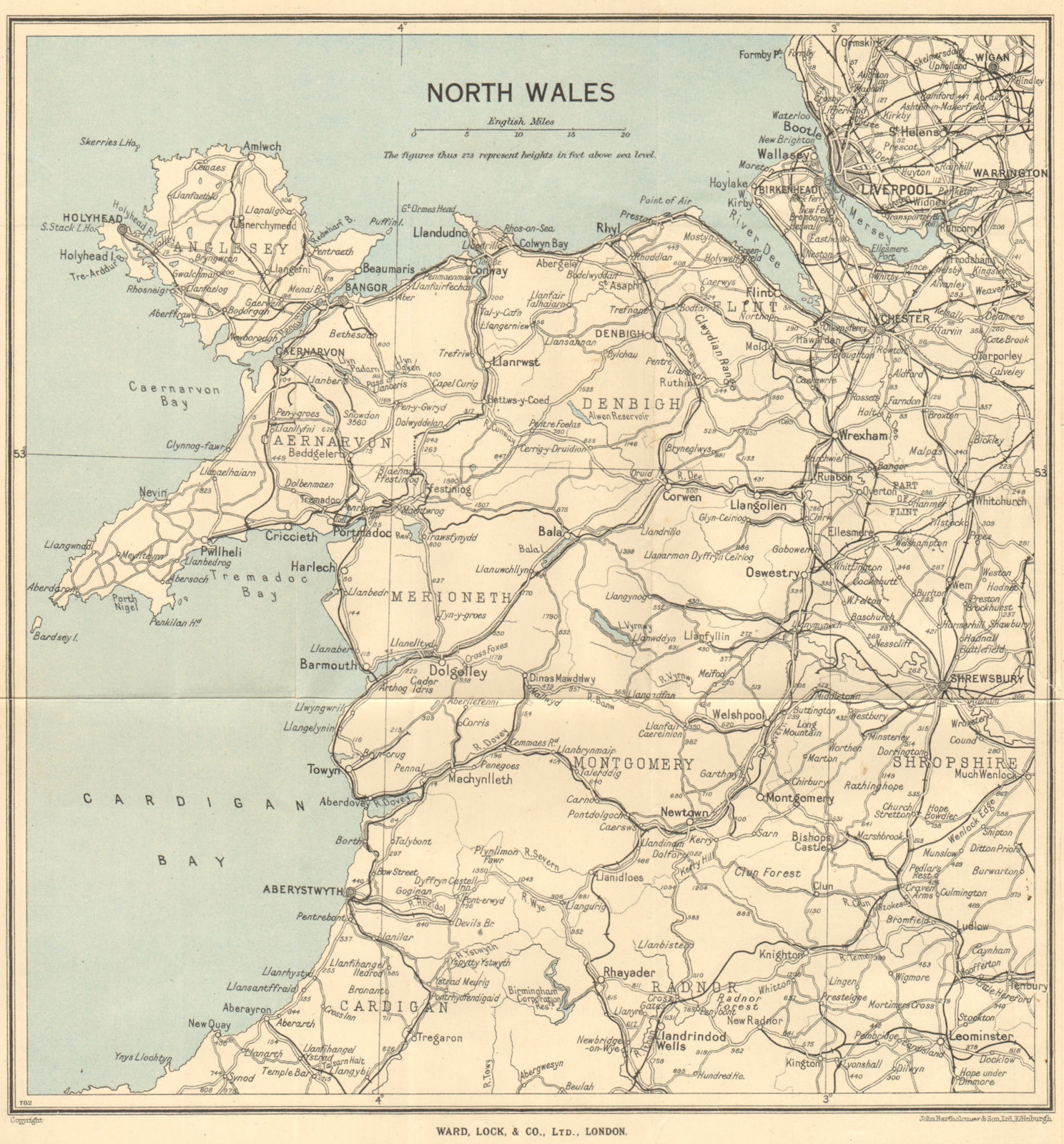 NORTH WALES. Rhyl Flint. WARD LOCK 1937 old vintage map plan chart