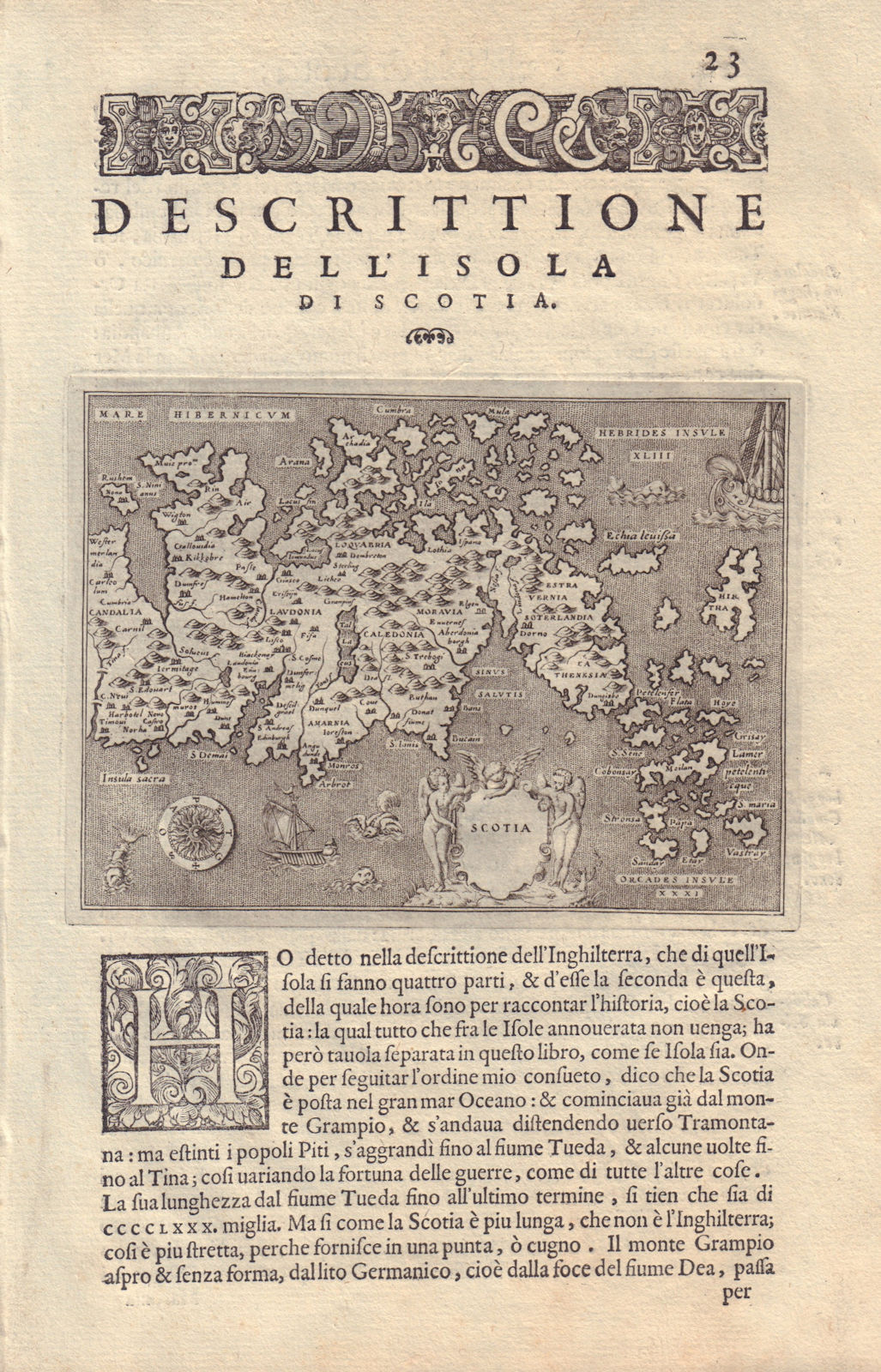 Descrittione dell' Isola di Scotia. PORCACCHI. Scotland & its islands 1590 map