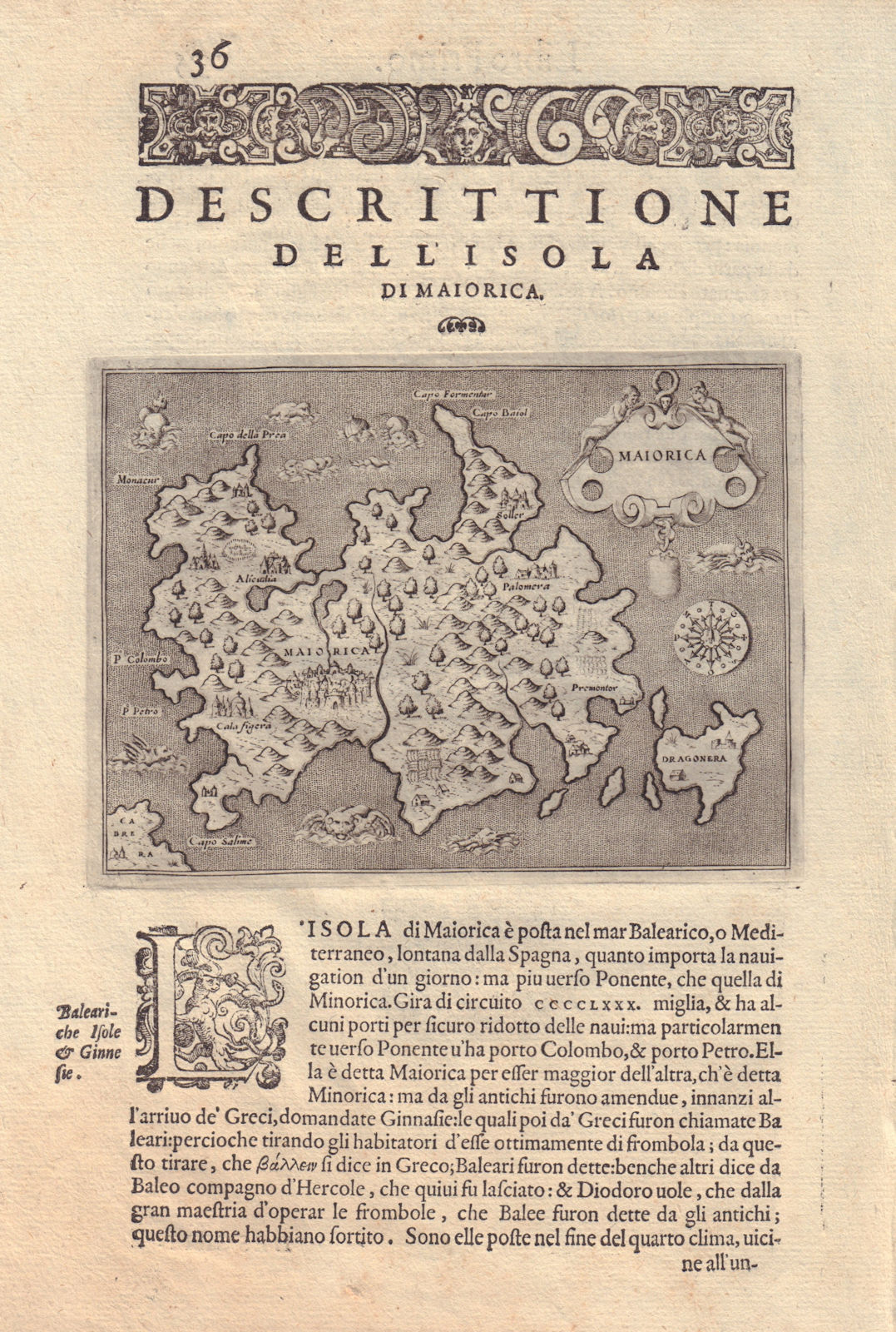 Associate Product Descrittione dell' Isola do Maiorica by PORCACCHI. Majorca Mallorca 1590 map