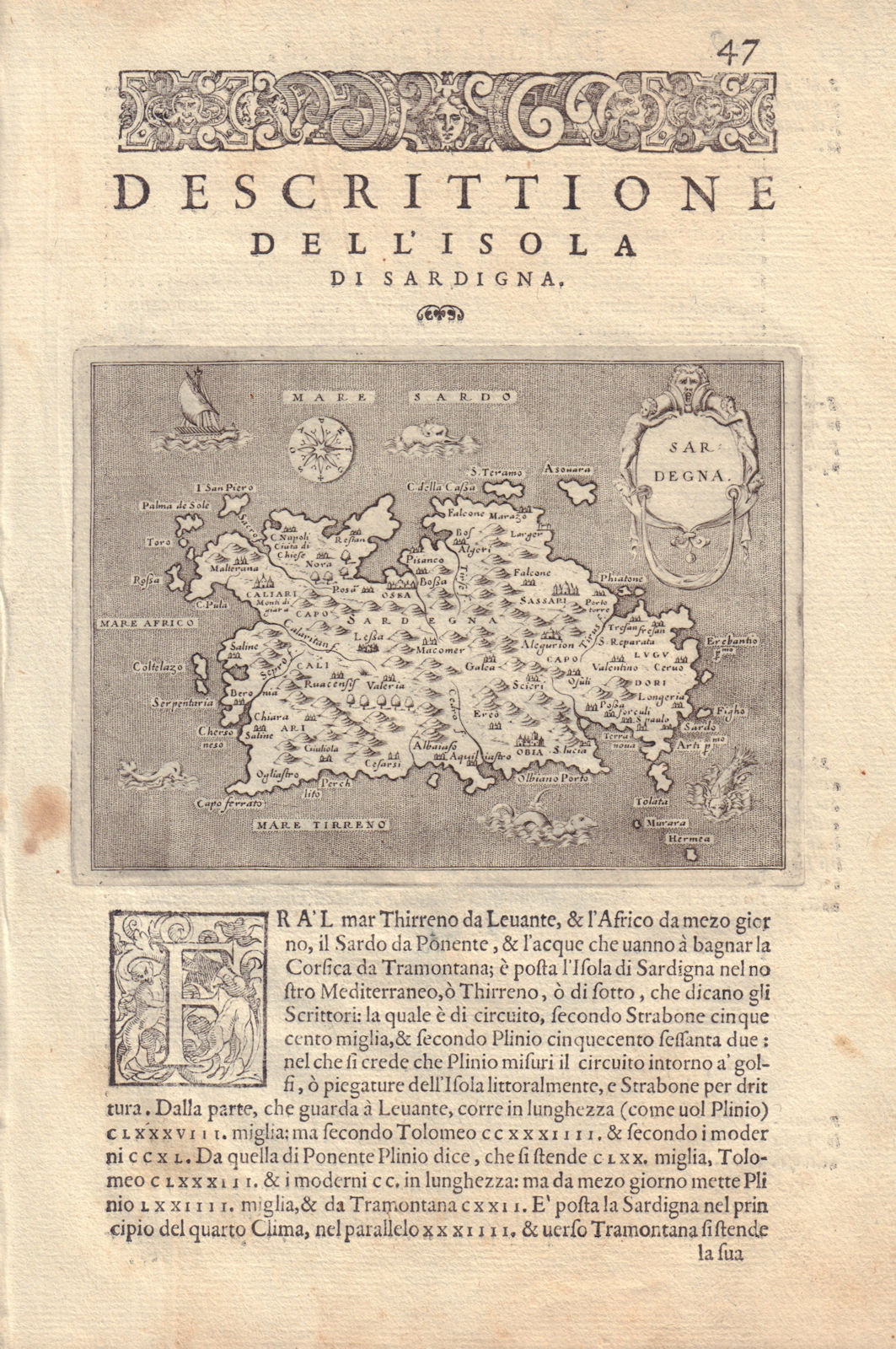 Descrittione dell' Isola di Sardigna. PORCACCHI. Sardinia Sardegna 1590 map