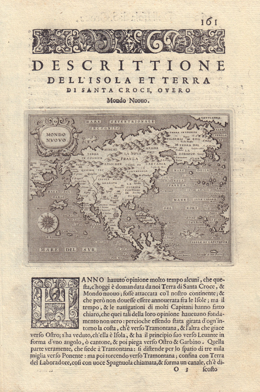 Descrittione… Santa Croce Mondo Nuovo PORCACCHI North America New World 1590 map