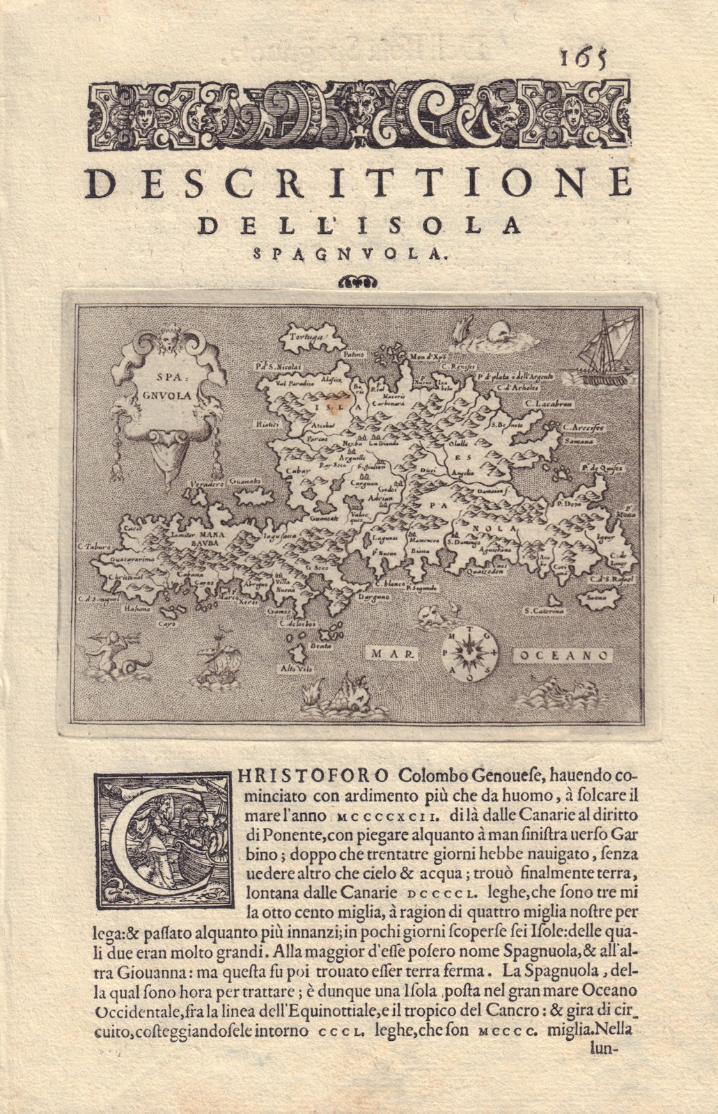 Descrittione dell' Isola Spagnuola. PORCACCHI. Hispaniola Caribbean 1590 map