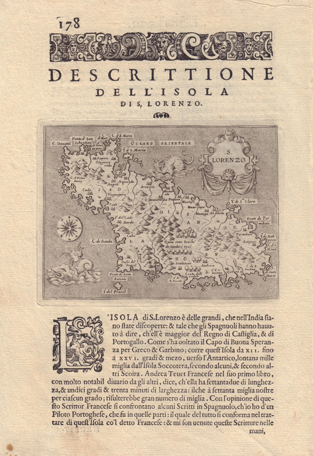 Associate Product Descrittione dell' Isola di S. Lorenzo. PORCACCHI. Madagascar 1590 old map