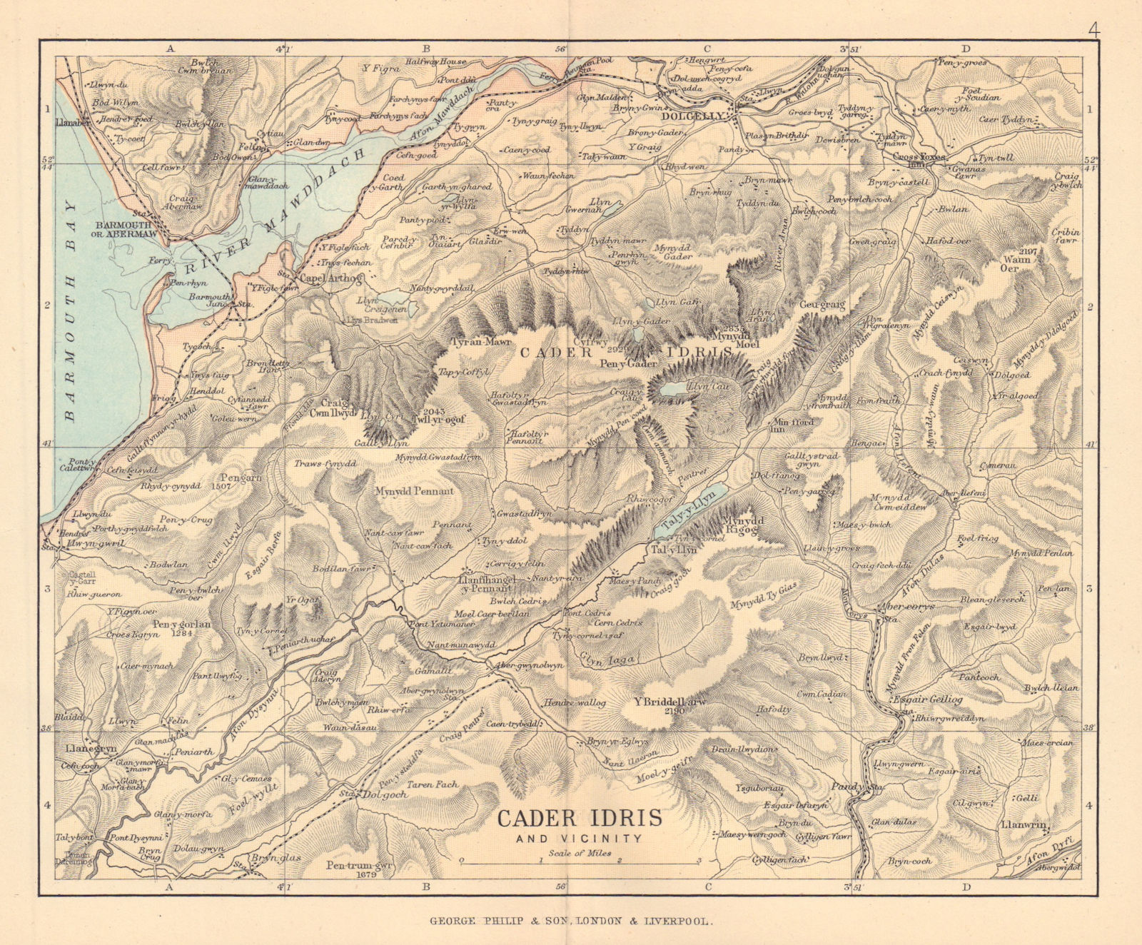 SNOWDONIA Cader Idris & vicinity Barmouth Dolgellau Wales BARTHOLOMEW 1885 map