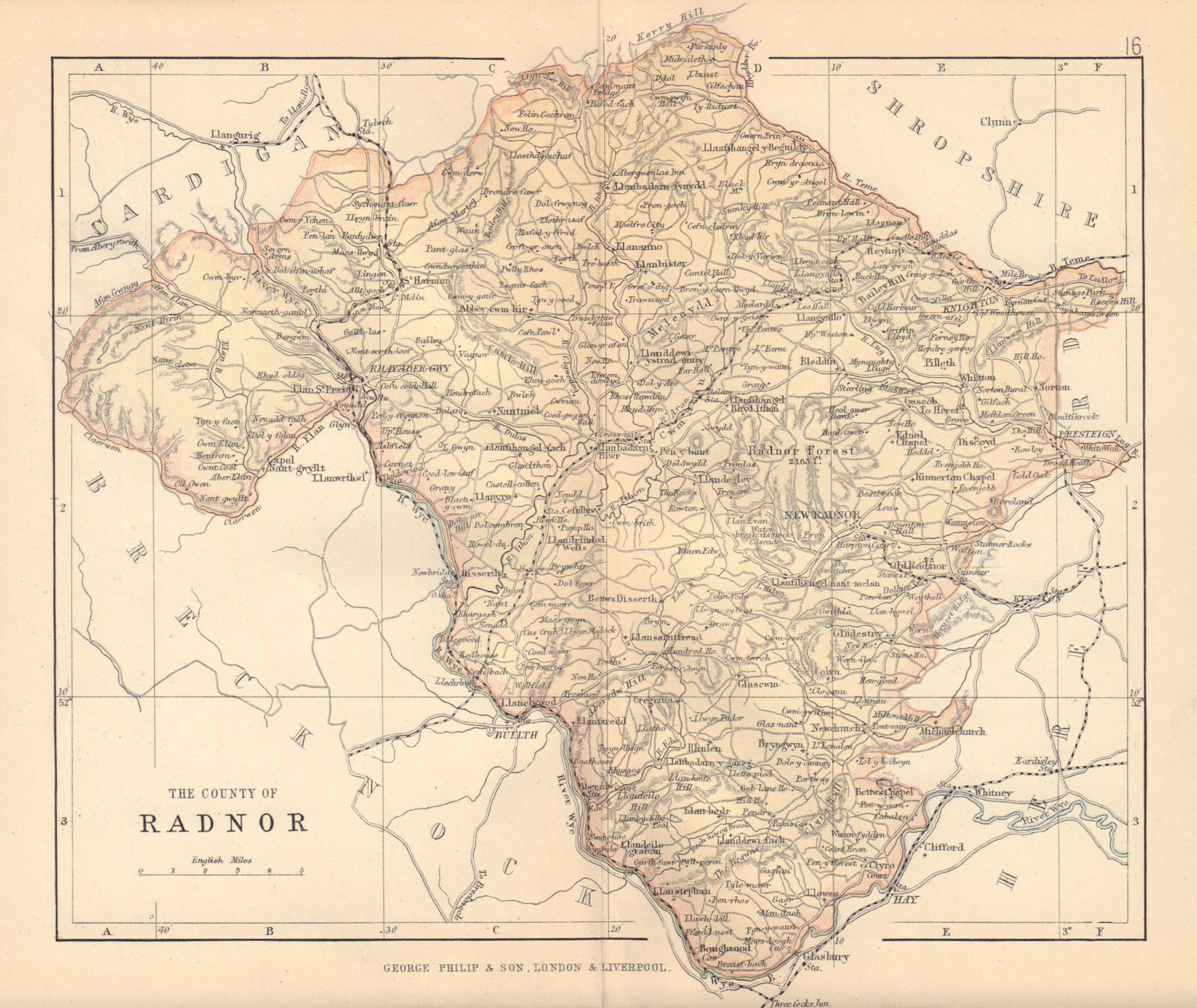 Associate Product RADNORSHIRE "The County of Radnor" Wales BARTHOLOMEW 1885 old antique map