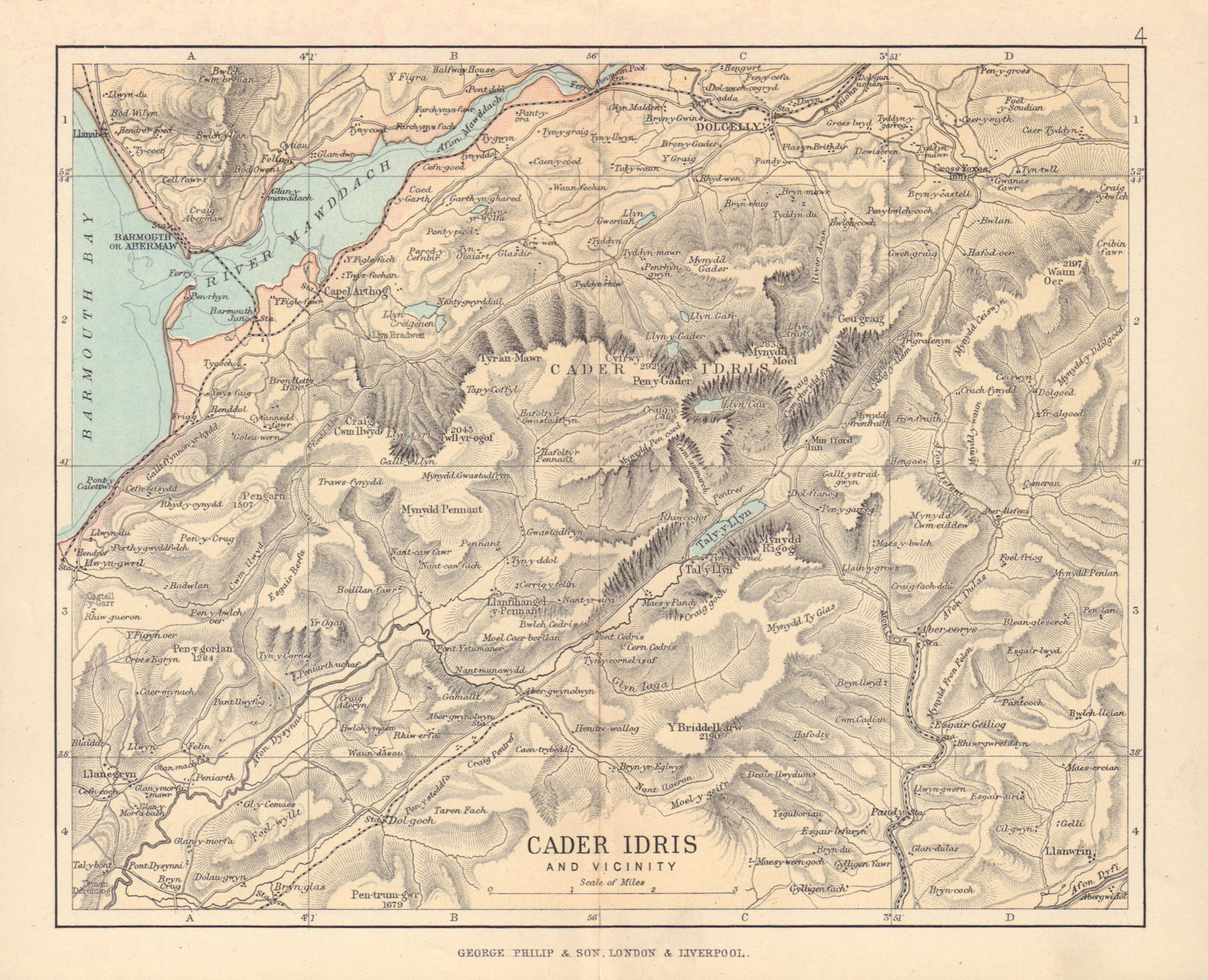 Associate Product SNOWDONIA Cader Idris & vicinity Barmouth Dolgellau Wales BARTHOLOMEW 1890 map