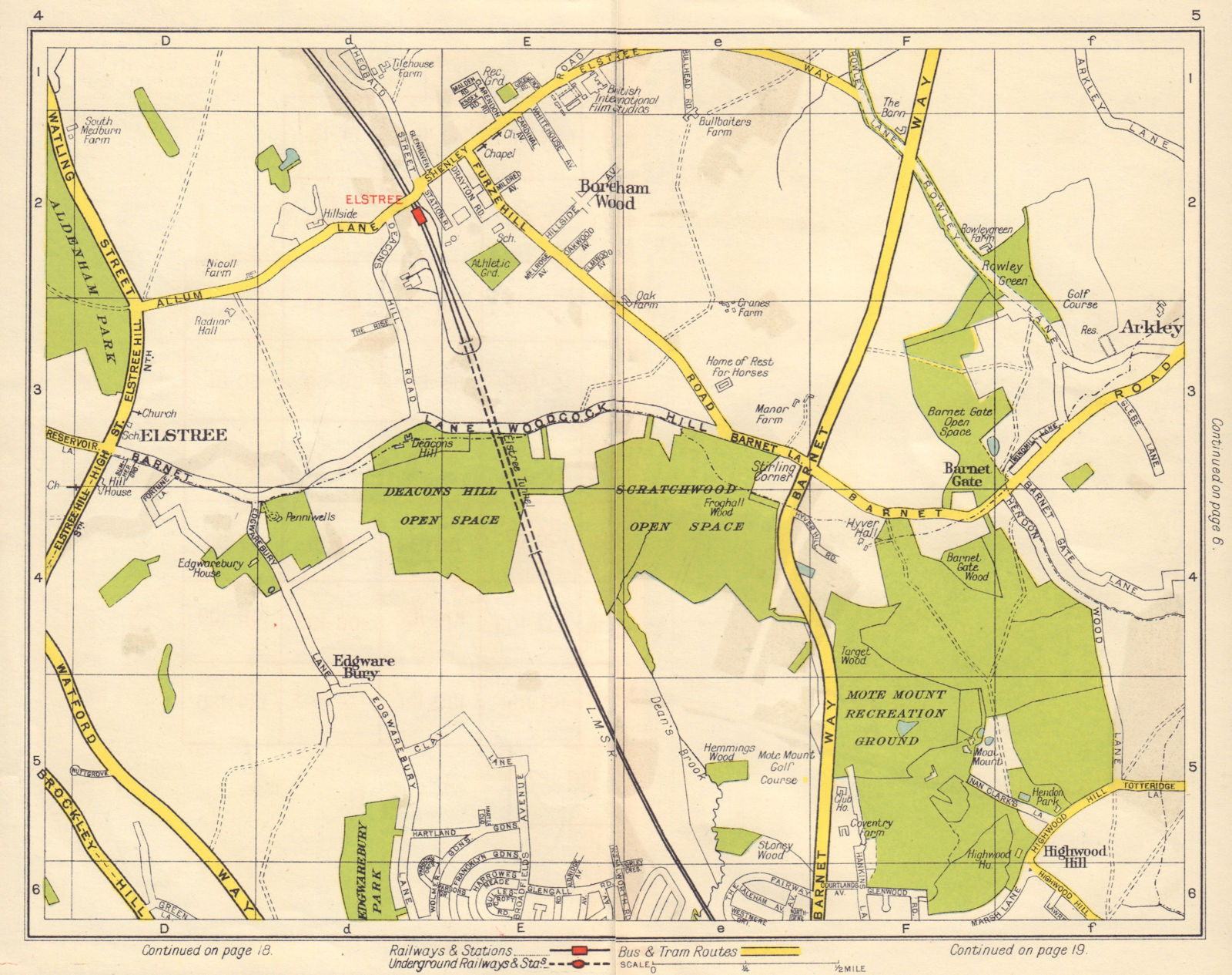 NW LONDON. Elstree Borehamwood Edgwarebury Barnet Gate Highwood Hill 1948 map