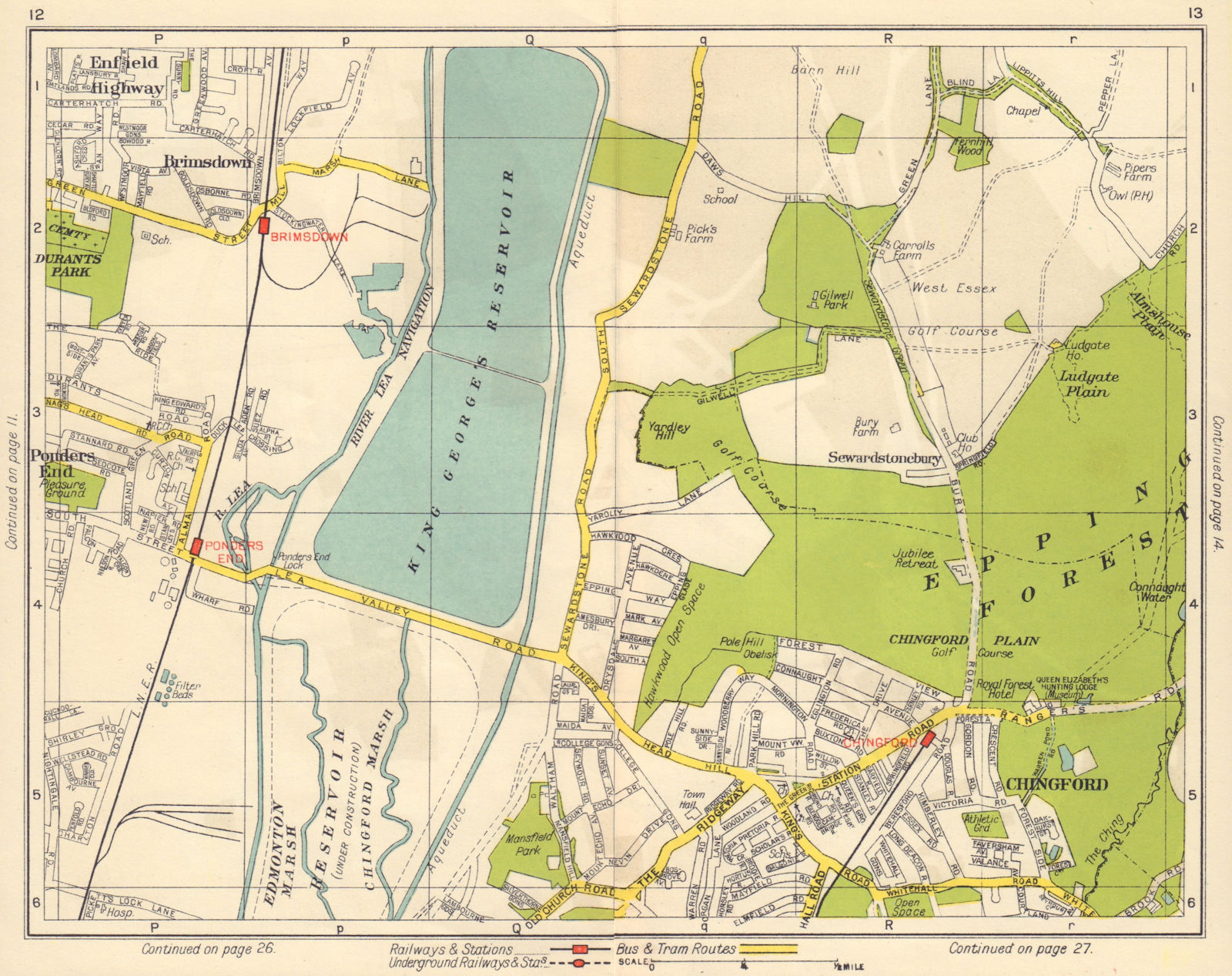 NE LONDON. Brimsdown Chingford Sewardstonebury Epping Forest 1948 old map