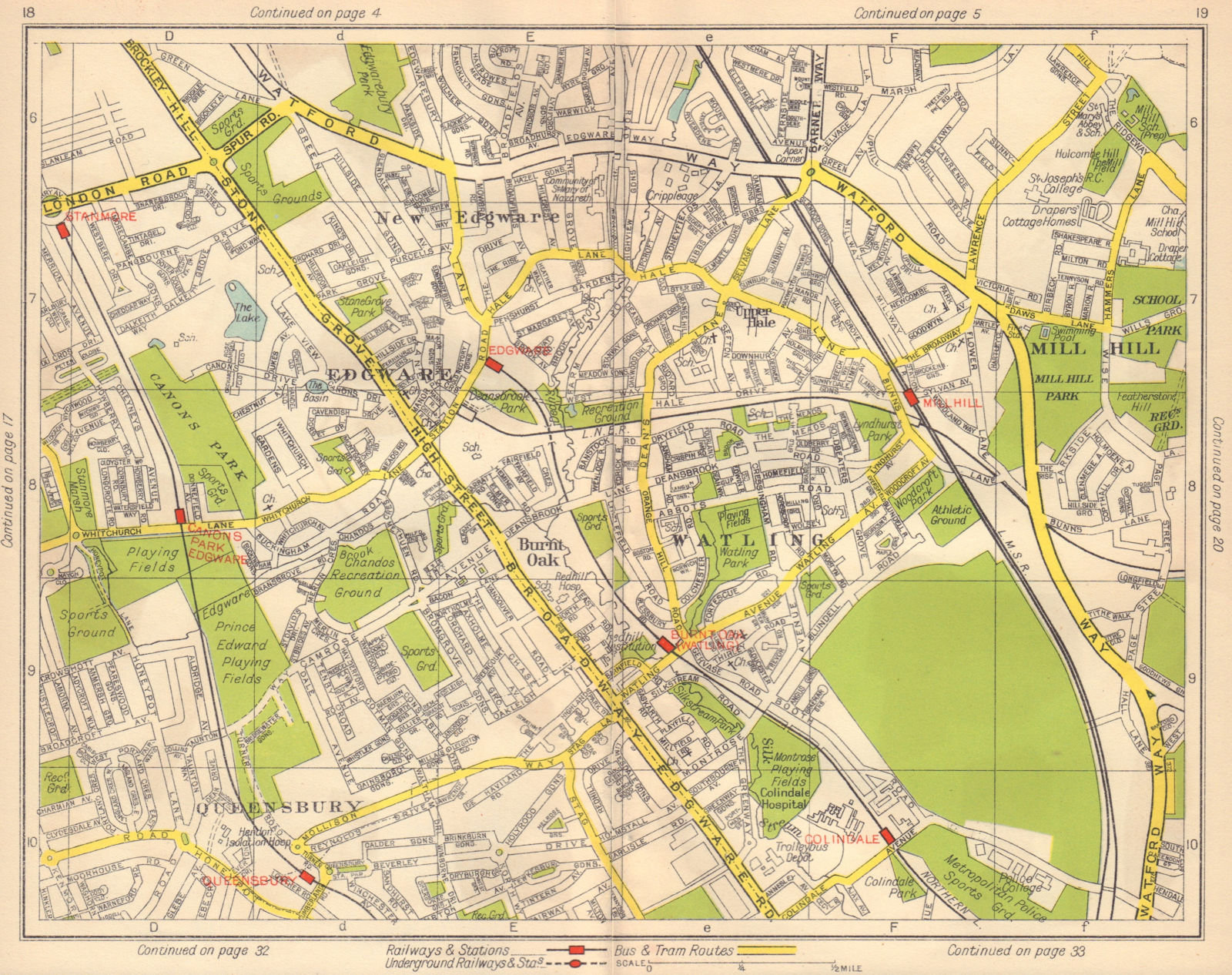 NW LONDON. Edgware Mill Hill Watling Burnt Oak Queensbury Colindale 1948 map