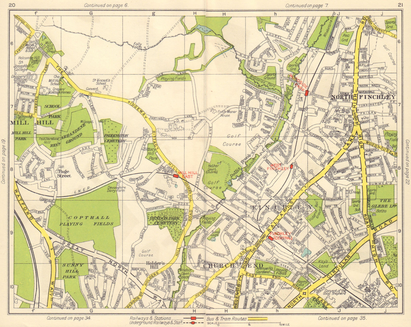 Associate Product N LONDON. Church End Finchley Holder's Hill Mill Hill North Finchley 1948 map