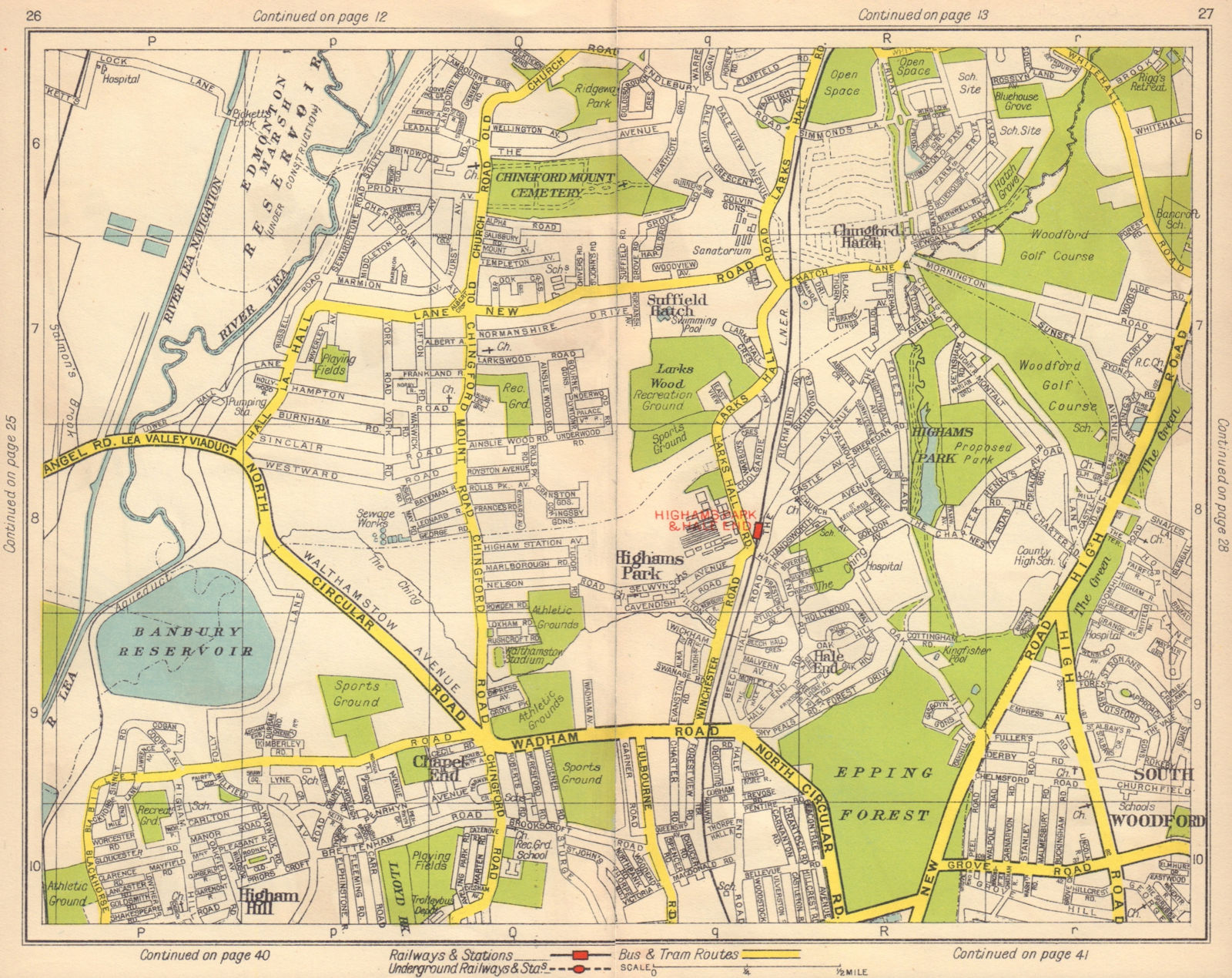 NE LONDON. Higham Hill Chingford Hatch Higham's Park Chapel End 1948 old map