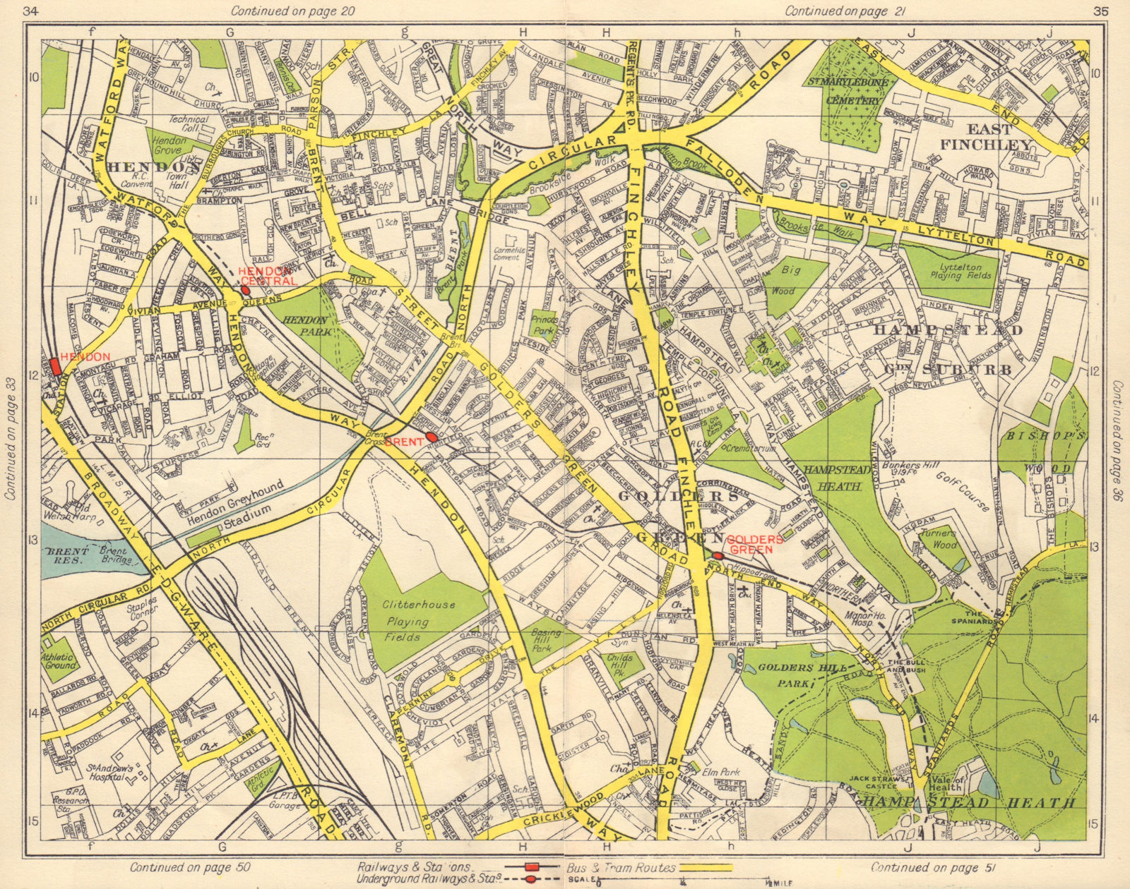 Associate Product NW LONDON. Hendon East Finchley Golder's Green Child's Hill North End 1948 map