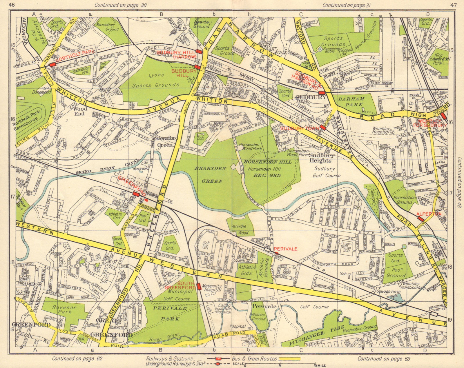 Associate Product NW LONDON. Northolt Perivale Greenford Sudbury Heights Wood End 1948 old map