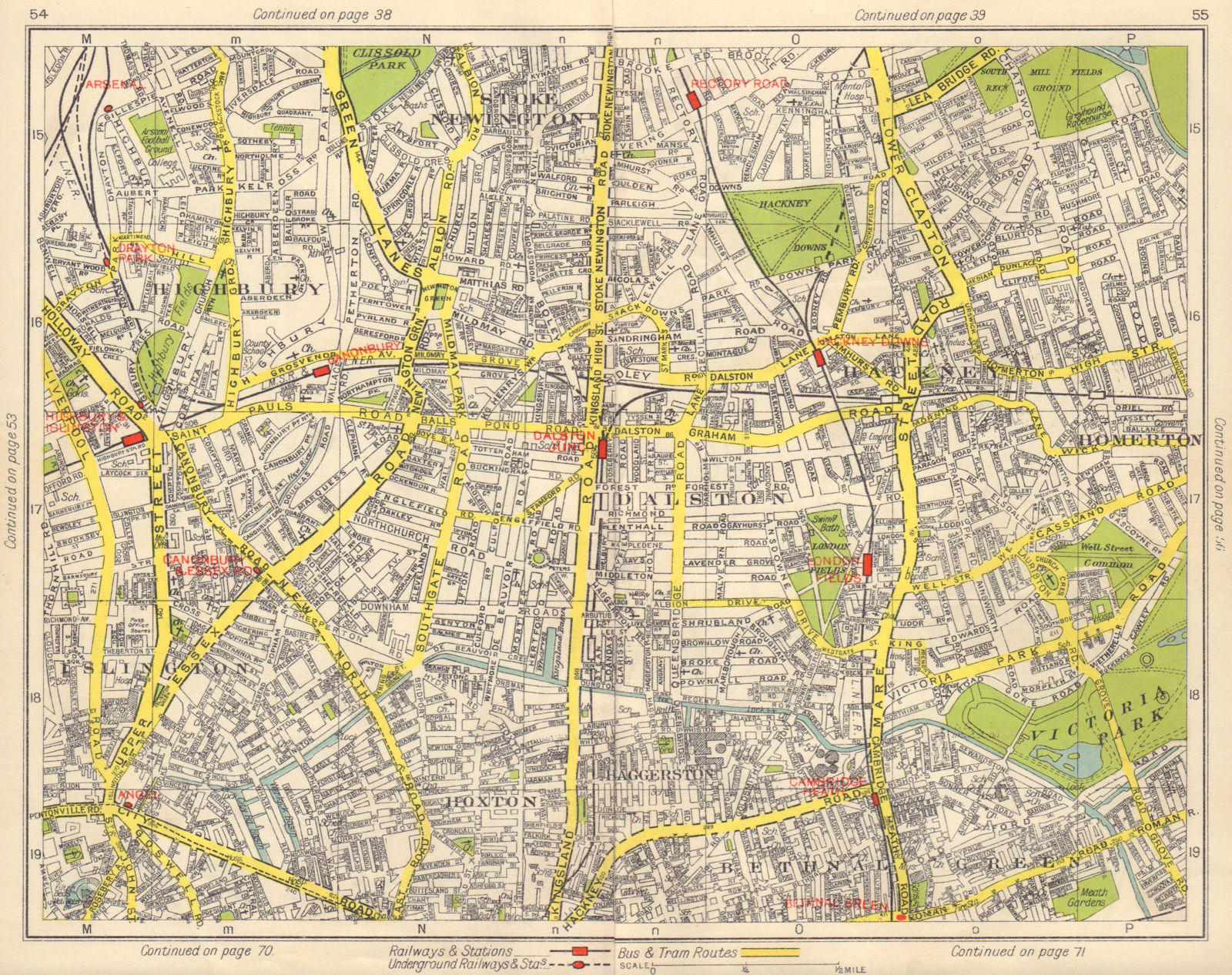 N LONDON. Hoxton Islington Stoke Newington Hackney Clapton Highbury 1948 map