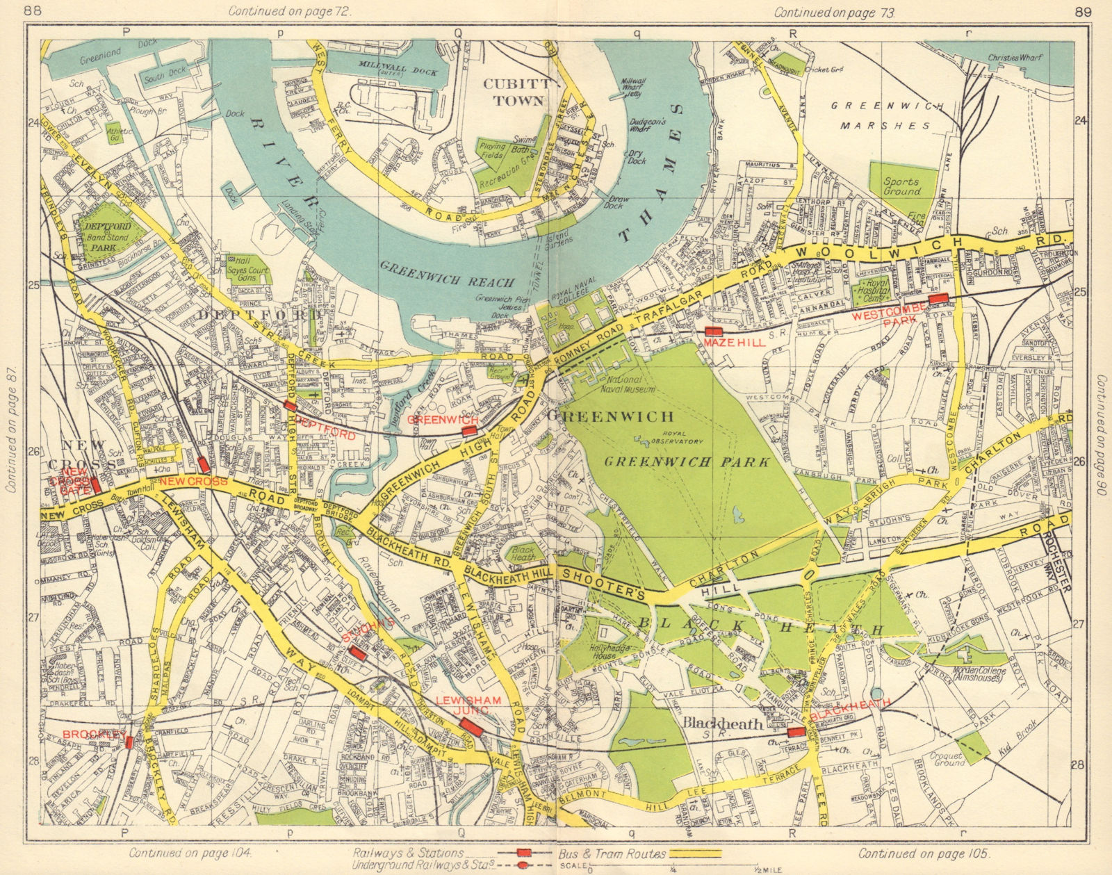 SE LONDON. Blackheath Greenwich Deptford New Cross Millwall Blackheath 1948 map