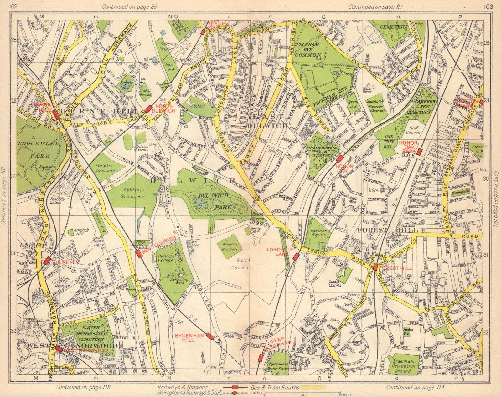 Associate Product S LONDON. Upper Sydenham Forest Hill Tulse Hill Dulwich Nunhead 1948 old map