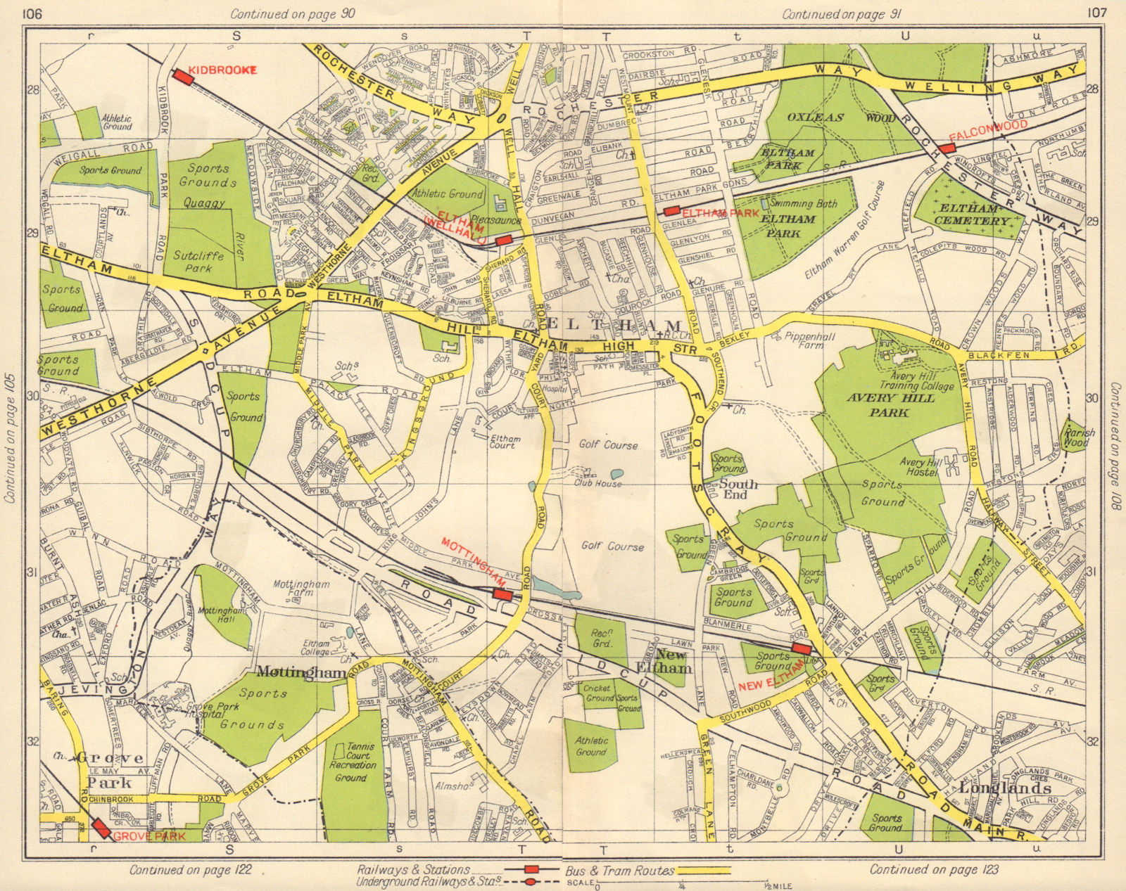 Associate Product SE LONDON. Mottingham Eltham Grove Park Longlands New Eltham 1948 old map
