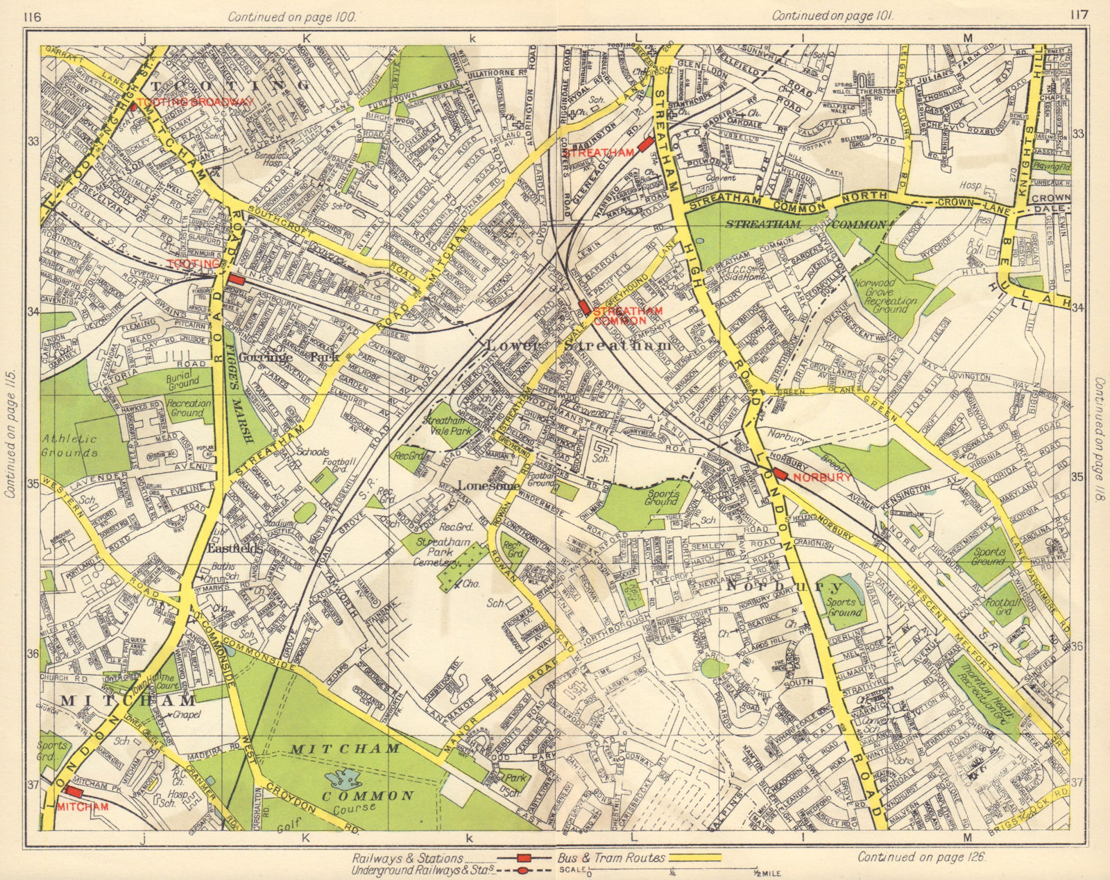 S LONDON. Mitcham Tooting Streatham West Norwood Norbury Eastfields 1948 map
