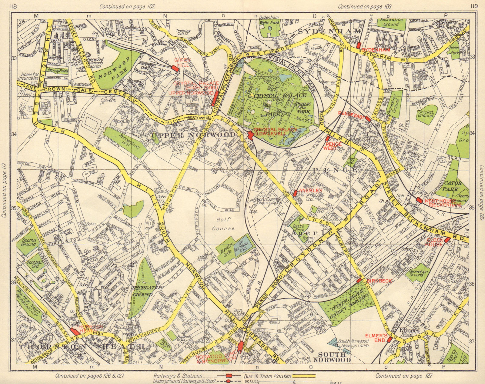 Associate Product S LONDON. Upper/South Norwood Sydenham Thornton Heath Anerley Penge 1948 map