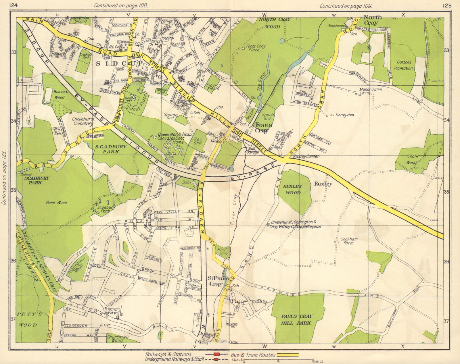 SE LONDON. Sidcup Foots Cray Ruxley St Paul's Cray North Cray 1948 old map