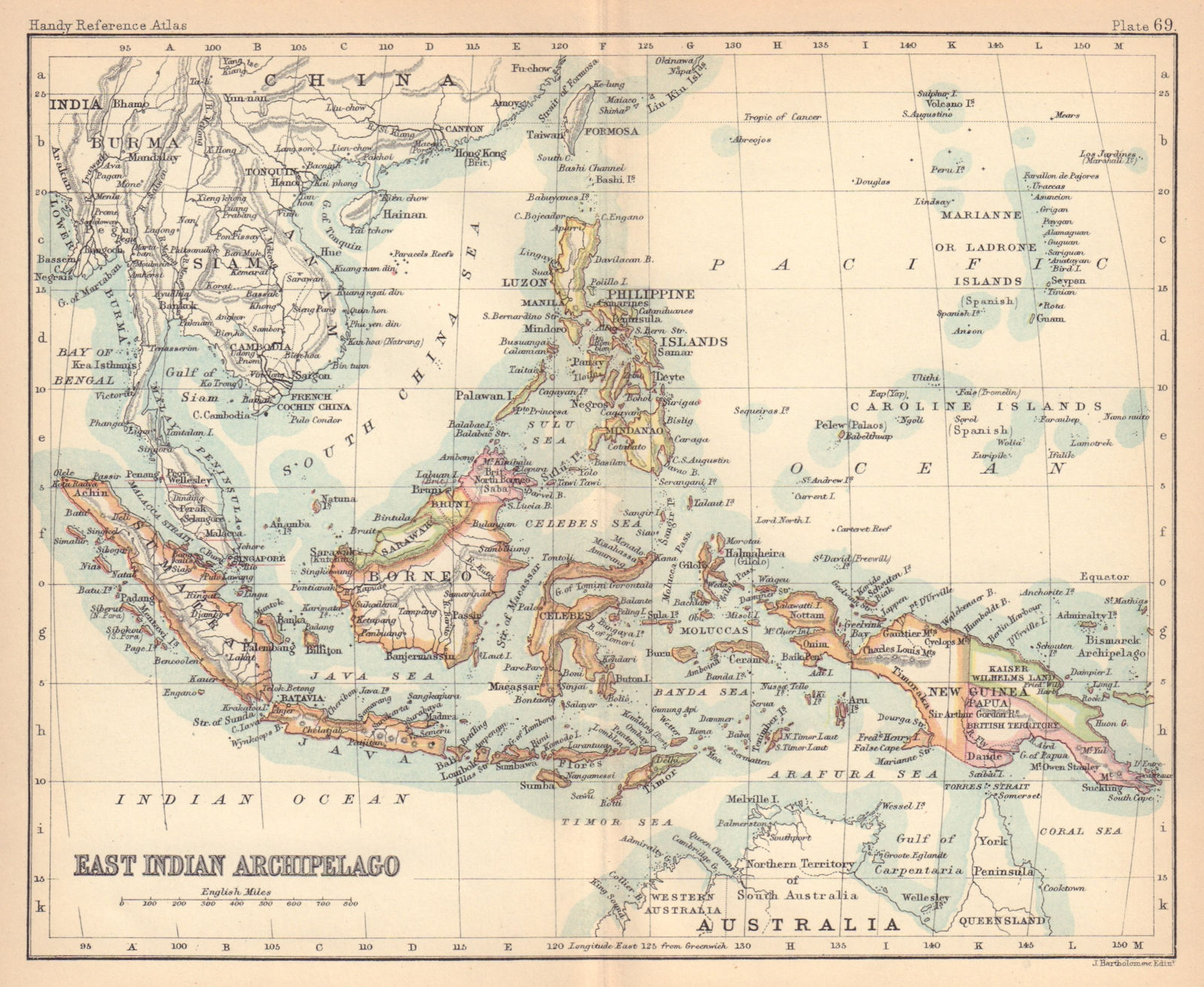 East Indian Archipelago. Indonesia Philippines & Indochina. BARTHOLOMEW 1888 map