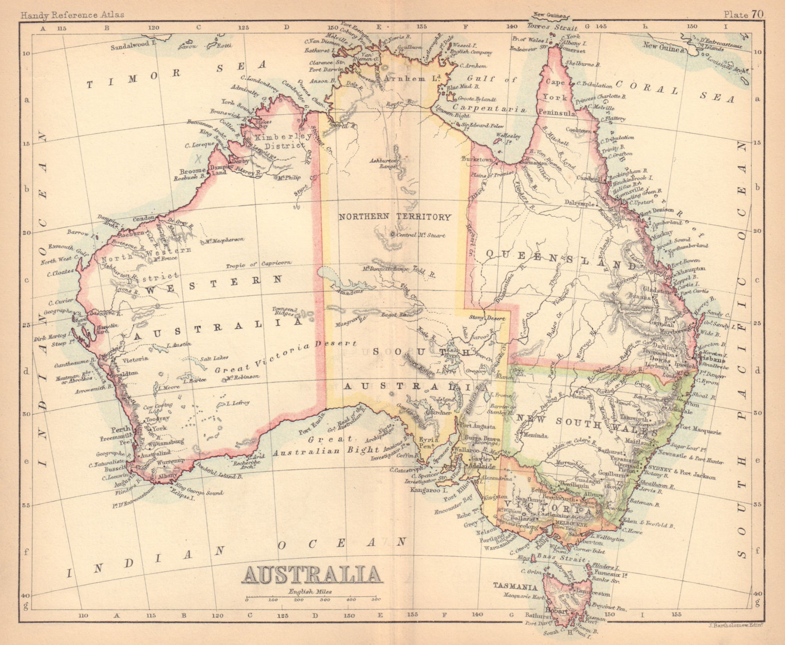 Australia. Proposed Land Grant Railway. BARTHOLOMEW 1888 old antique map chart
