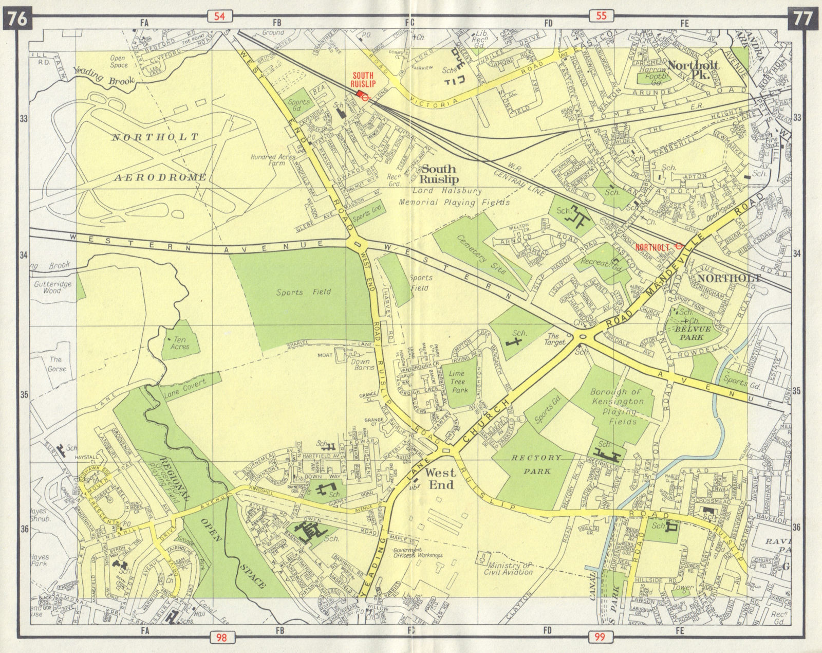 W LONDON Northolt Park Aerodrome South Ruislip West End Greenford 1965 old map