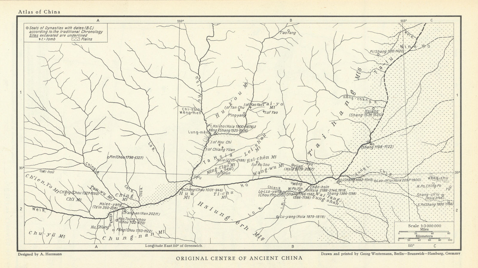 Associate Product Original centre of Ancient China. Xian. Weihe River 1935 old vintage map chart