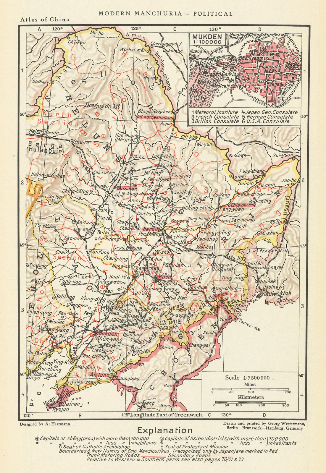 Manchuria. Mukden/Shenyang city plan. Heilongjiang Jilin Liaoning China 1935 map