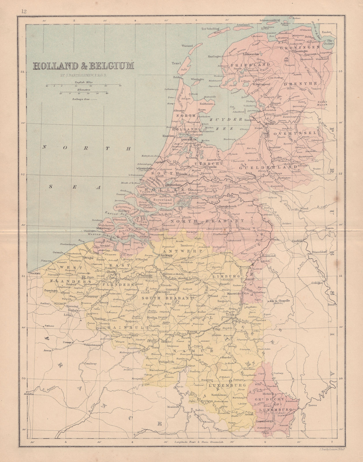 Associate Product BENELUX. Netherlands before reclamation of Zuiderzee polders. COLLINS 1873 map
