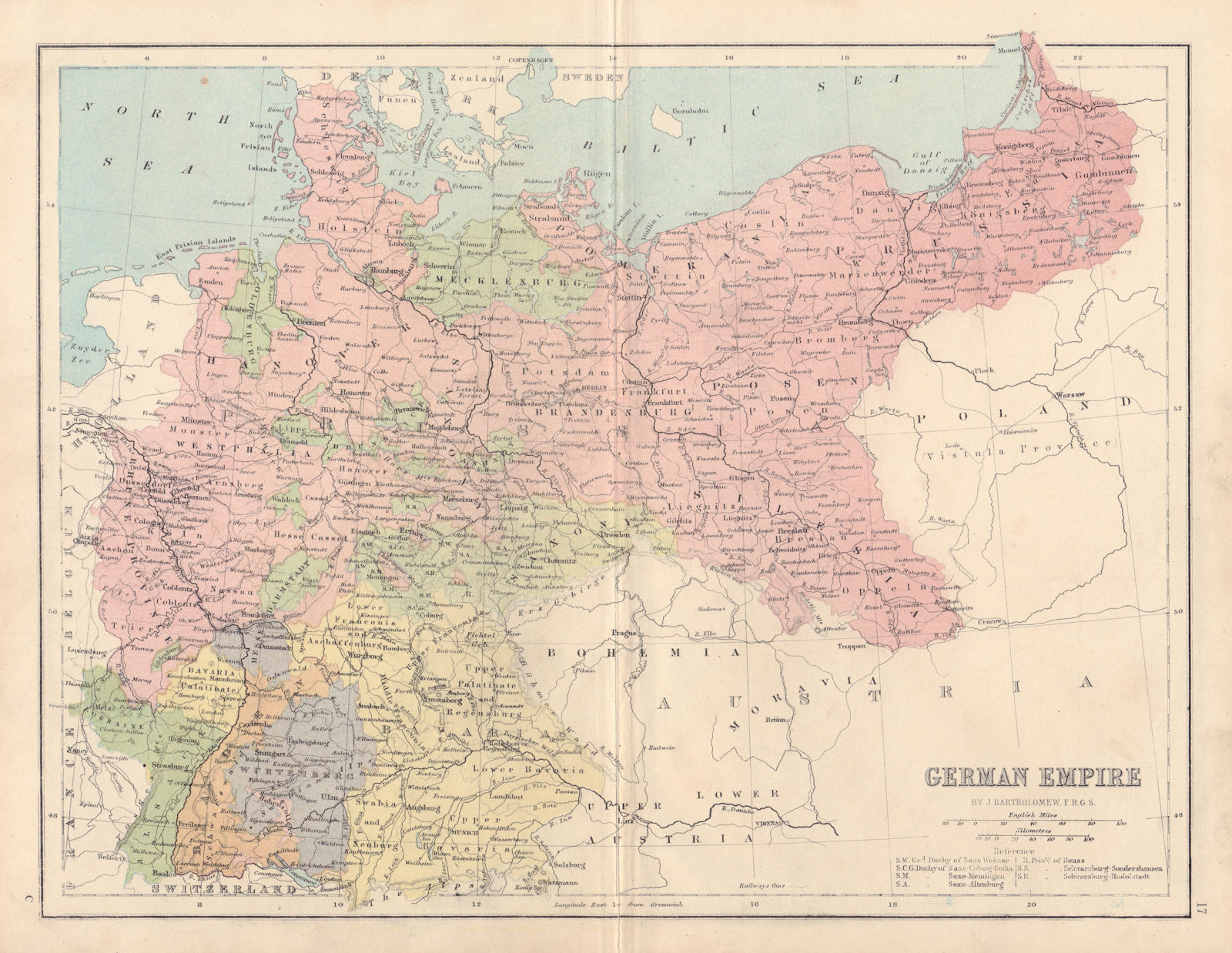 Associate Product GERMAN EMPIRE including Alsace Lorraine North Schleswig. COLLINS 1873 old map