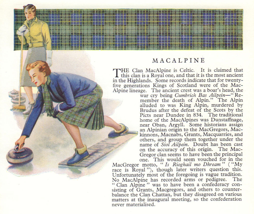 Associate Product MacAlpine. Scotland Scottish clans tartans arms 1963 old vintage print picture