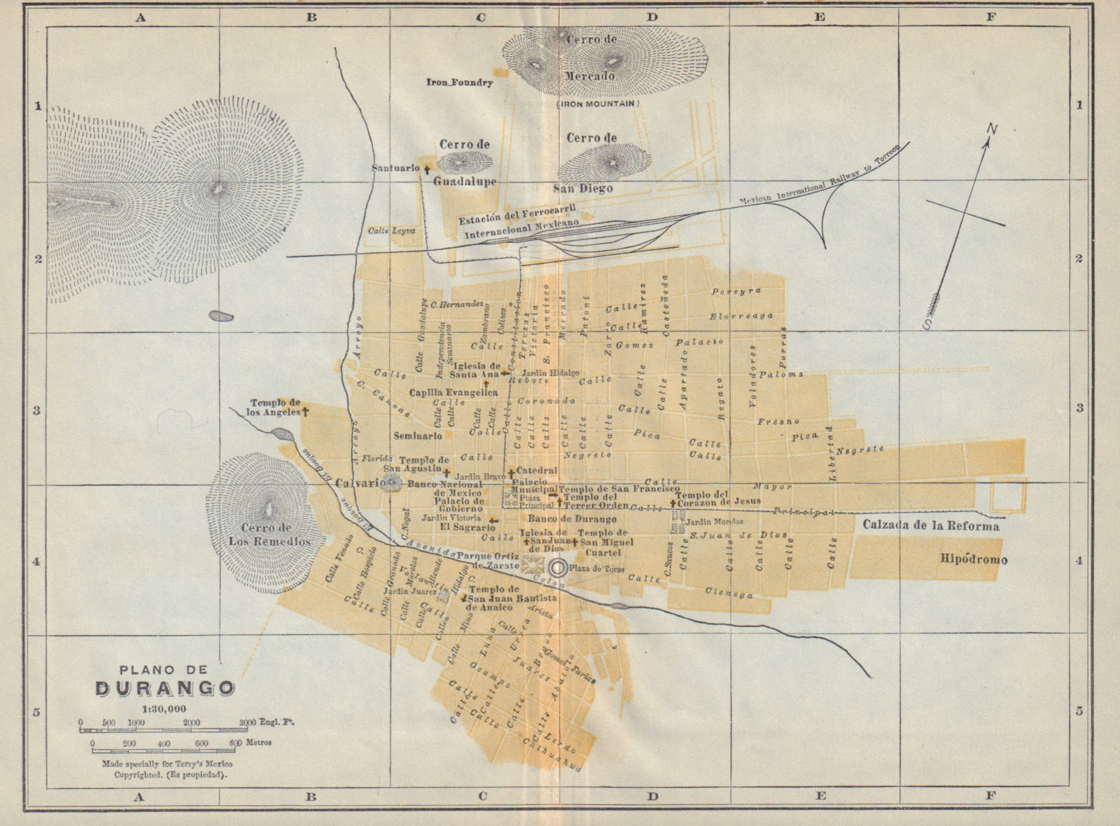 Plano de VICTORIA DE DURANGO, Mexico. Mapa de la ciudad. City/town plan 1938