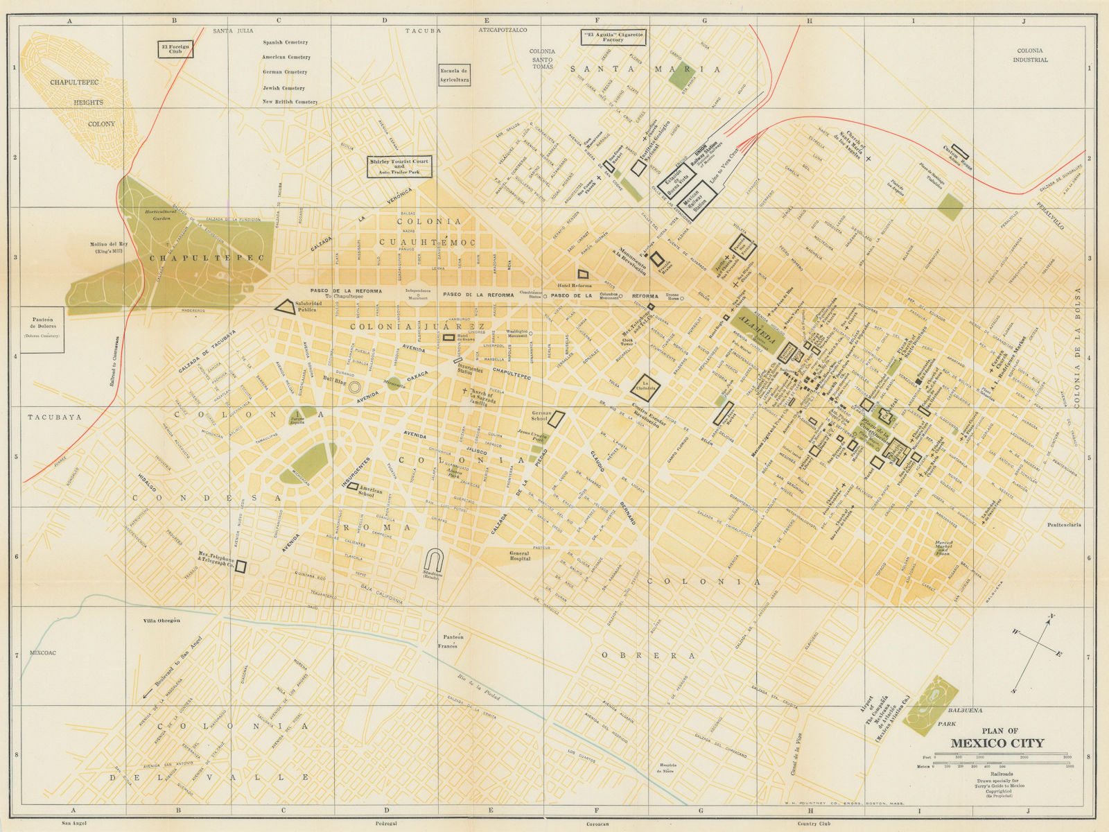 Plano de Ciudad de México. Mapa de la ciudad. City/town plan 1938 old