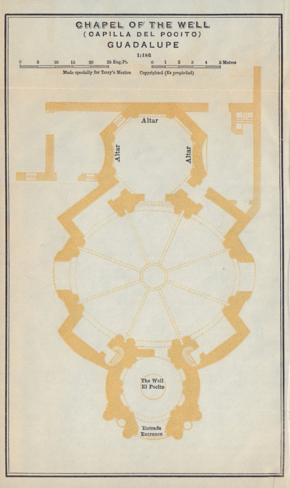 Associate Product Chapel of the well (Capilla del Pocito) Guadalupe, Mexico City 1938 old map