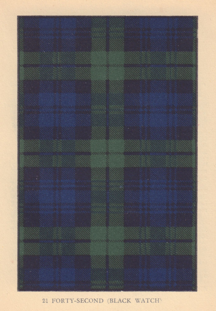 42nd Royal Highland Regiment (Black Watch). Scottish Tartan. SMALL 8x11.5cm 1937