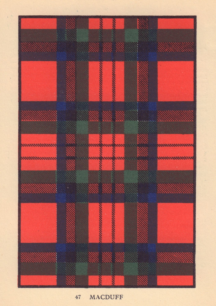 MacDuff. Scottish Clan Tartan. SMALL 8x11.5cm 1937 old vintage print picture
