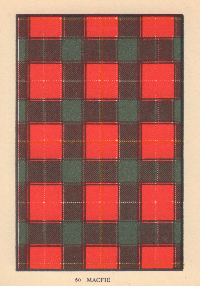 Associate Product Macfie [or Macphee]. Scottish Clan Tartan. SMALL 8x11.5cm 1937 old print