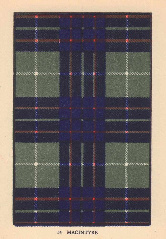 Macintyre. Scottish Clan Tartan. SMALL 8x11.5cm 1937 old vintage print picture