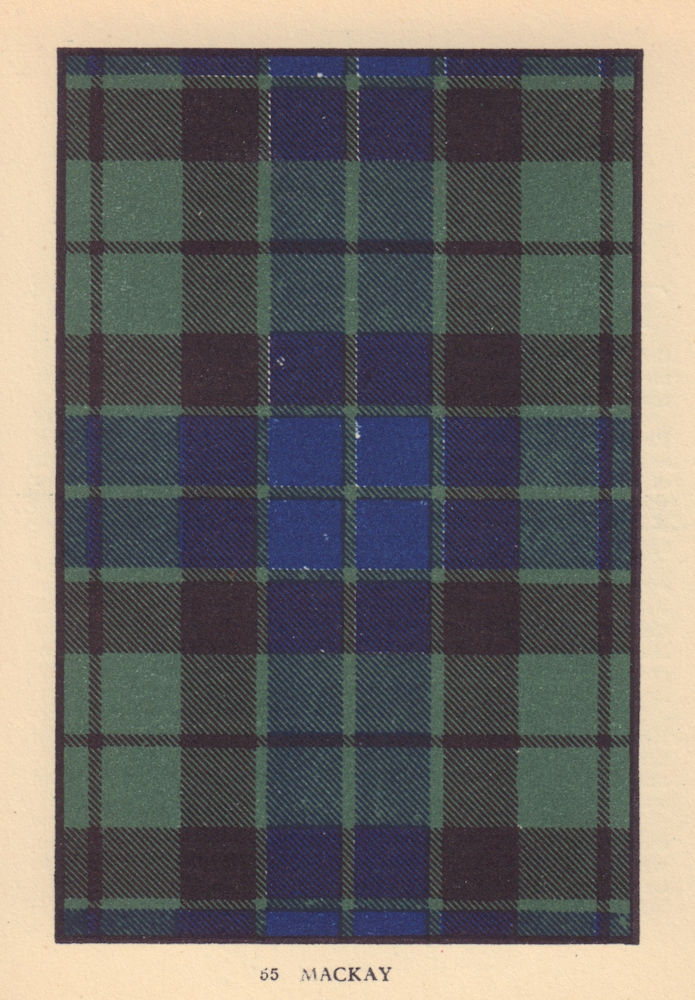 Mackay. Scottish Clan Tartan. SMALL 8x11.5cm 1937 old vintage print picture