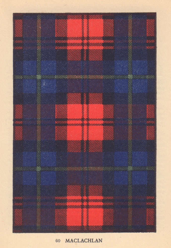 MacLachlan. Scottish Clan Tartan. SMALL 8x11.5cm 1937 old vintage print