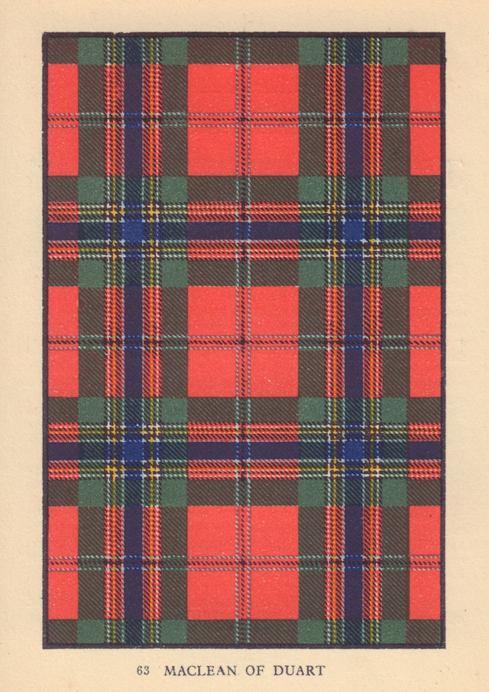 Macleans of Duart. Scottish Clan Tartan. SMALL 8x11.5cm 1937 old vintage print