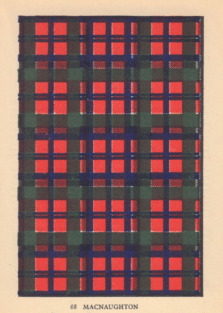 MacNaughton. Scottish Clan Tartan. SMALL 8x11.5cm 1937 old vintage print
