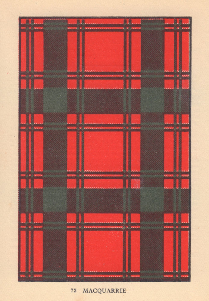 Macquarrie. Scottish Clan Tartan. SMALL 8x11.5cm 1937 old vintage print