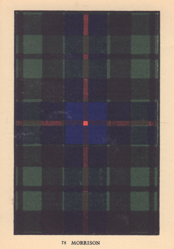 Morrison. Scottish Clan Tartan. SMALL 8x11.5cm 1937 old vintage print picture