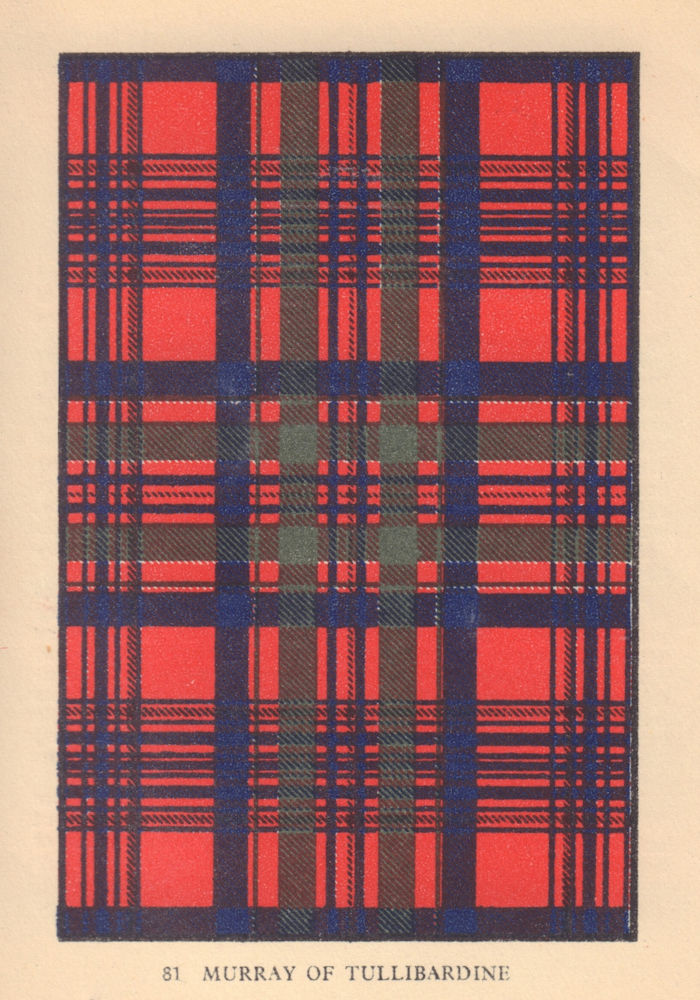Murray of Tullibarcline. Scottish Clan Tartan. SMALL 8x11.5cm 1937 old print