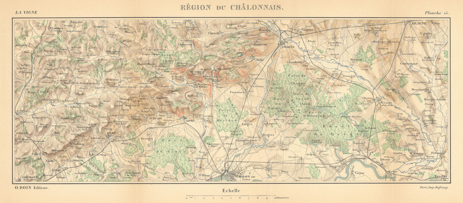 Côte Châlonnais. Burgundy wine map. HAUSERMANN 1901 old antique plan chart