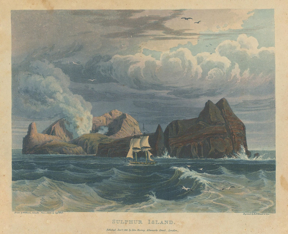 Sulphur Island. Iotorishima, Ryukyu islands, Japan. HAVELL/HALL 1818 old print