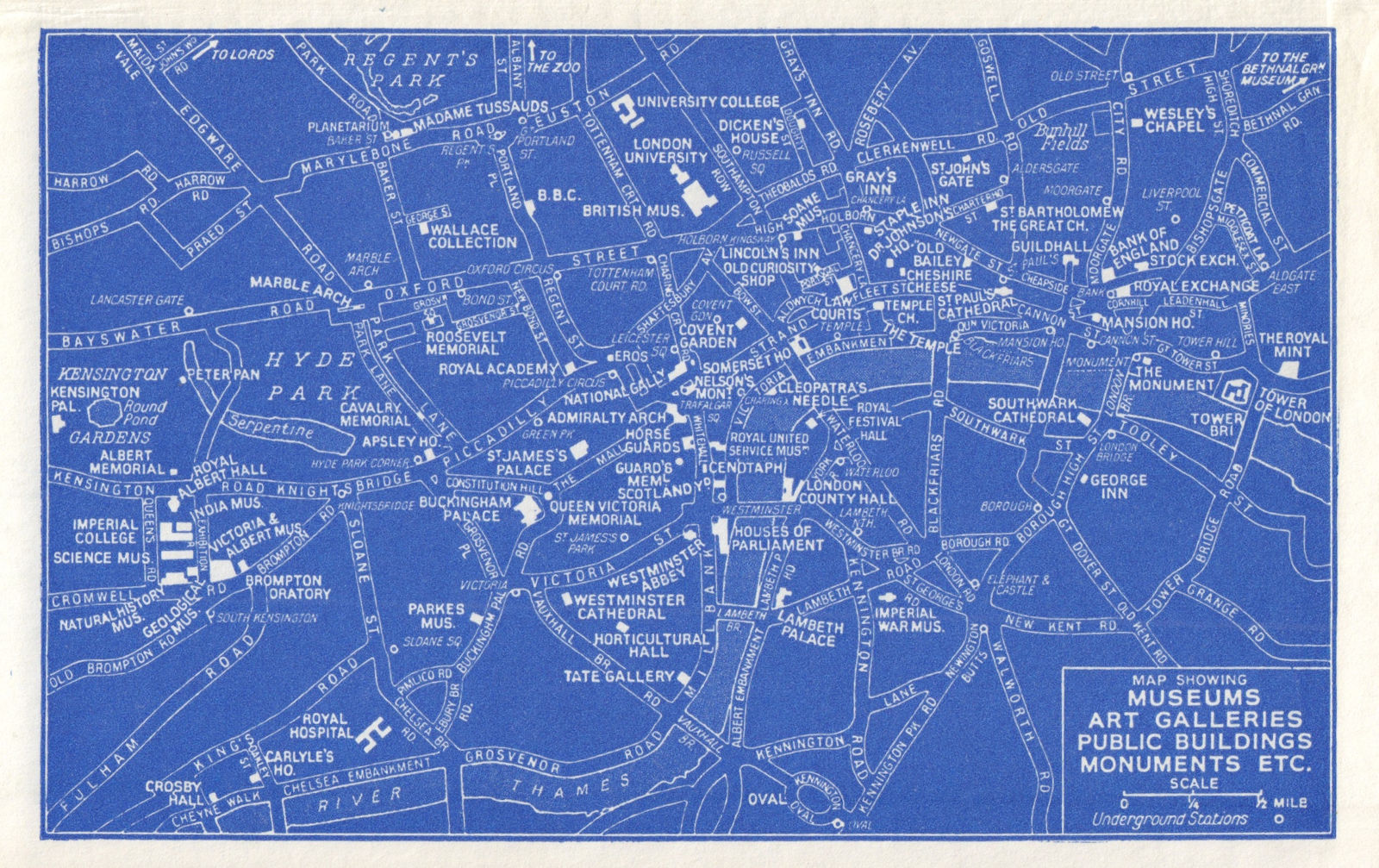 LONDON Museums Art Galleries Public Buildings Monuments attractions 1965 map